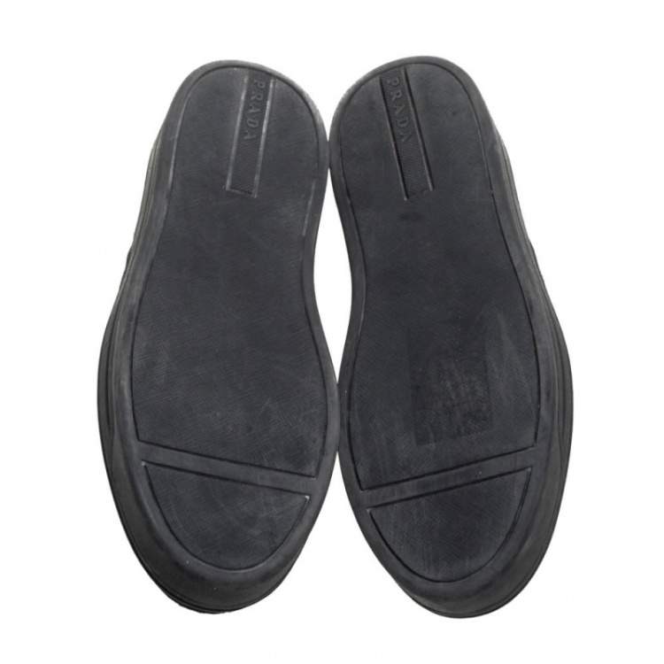 Pre Owned Prada Black Felt Crystal Embellished Slip On Sneakers Size 39