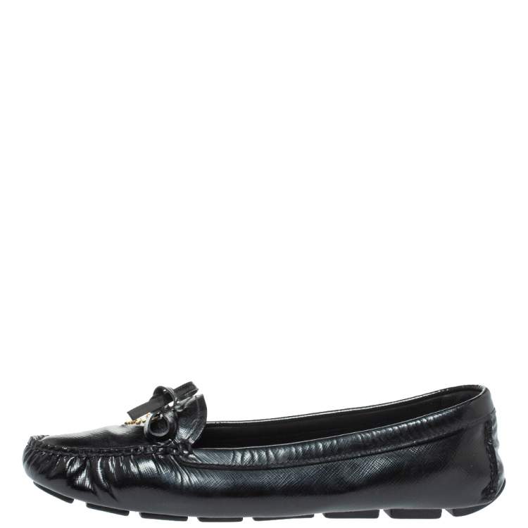 Prada Black Patent Leather Bow Loafers Size 40 Prada TLC