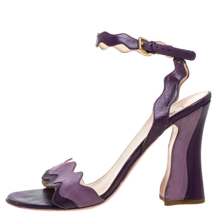 Prada Two Tone Purple Leather Wave Ankle Strap Sandals Size 37 Prada | TLC