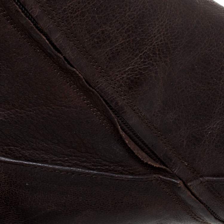 Pre Owned Prada Brown Leather Boots Size 38