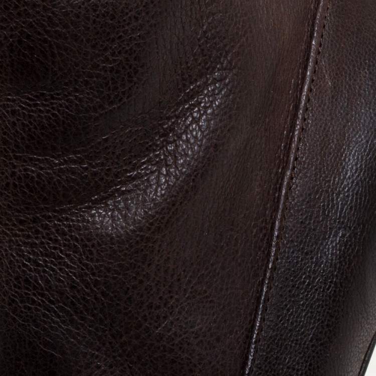 Pre Owned Prada Brown Leather Boots Size 38