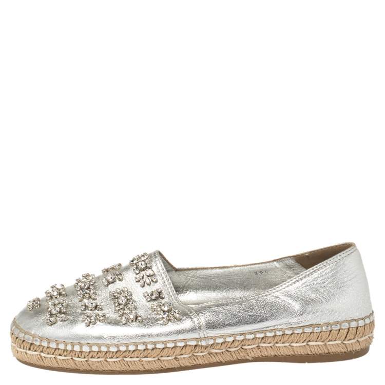 Prada silver shop espadrilles