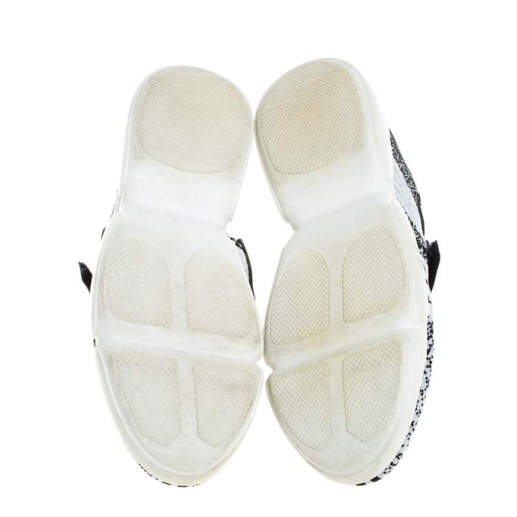 Pre Owned Prada Black/White Lurex  Cloudbust Sneakers Size 37
