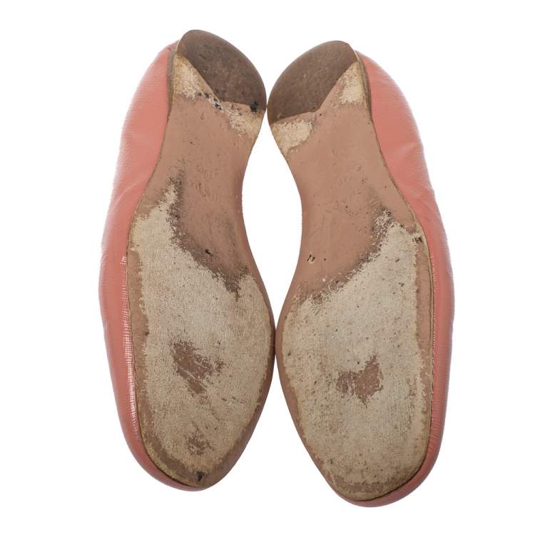Pre Owned Prada Pink Patent Saffiano Leather Smoking Slippers Size 40.5