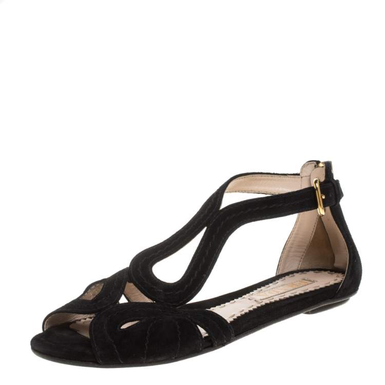 helaas Verbergen Definitie Prada Black Suede Sandals Size 37 Prada | TLC
