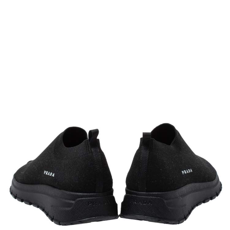 Pre Owned Prada Black Stretch Fabric Runner Low Top Sneakers Size 39