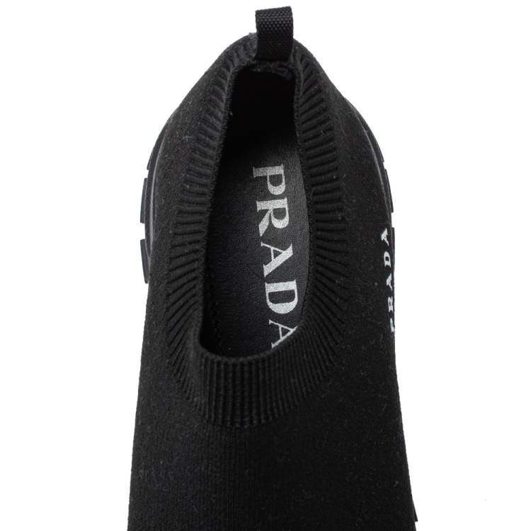 Pre Owned Prada Black Stretch Fabric Runner Low Top Sneakers Size 39