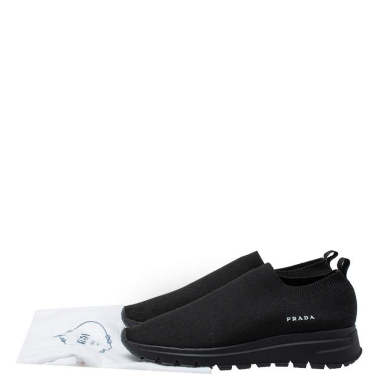 Pre Owned Prada Black Stretch Fabric Runner Low Top Sneakers Size 39