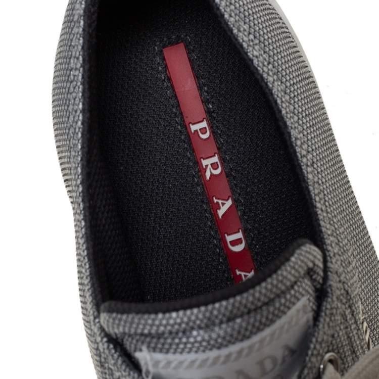 Pre Owned Prada Silver Fabric Low Top Sneakers Size 36