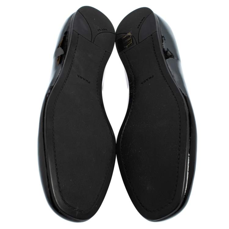 Pre Owned Prada Black Patent Leather Loafers Size 41