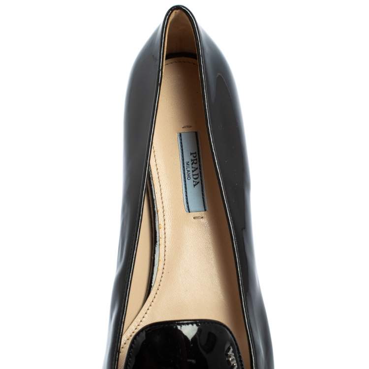 Pre Owned Prada Black Patent Leather Loafers Size 41