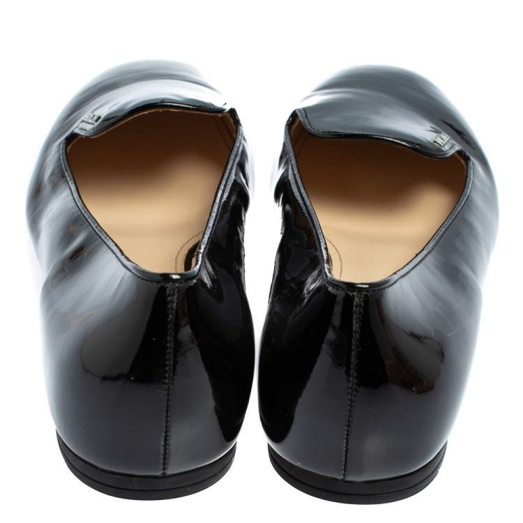 Pre Owned Prada Black Patent Leather Loafers Size 41