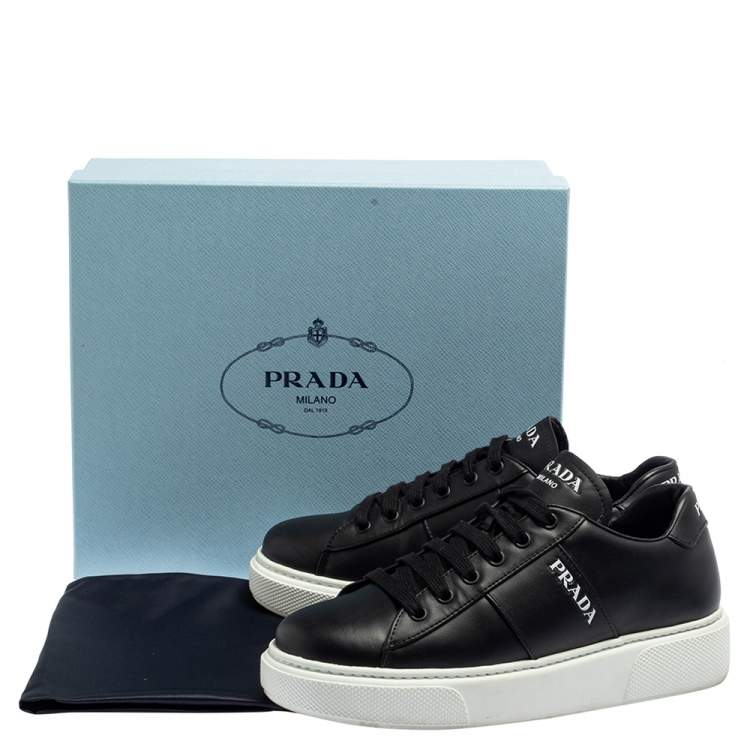 Pre Owned Prada Black Leather Low Top Platform Sneakers Size 38