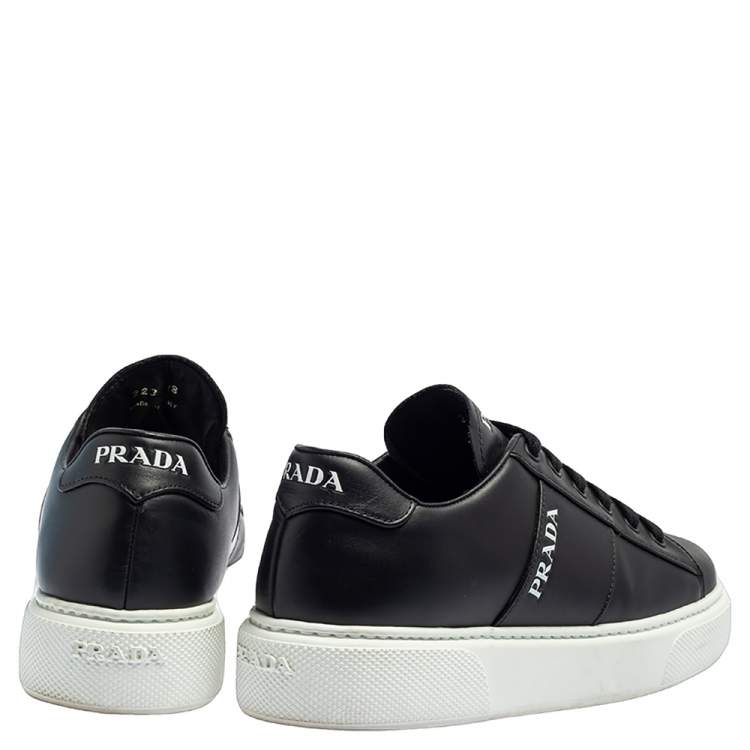 Pre Owned Prada Black Leather Low Top Platform Sneakers Size 38