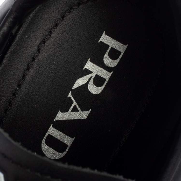 Pre Owned Prada Black Leather Low Top Platform Sneakers Size 38