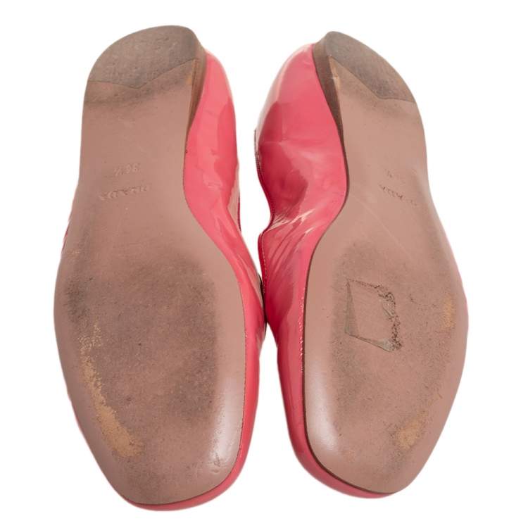 Pre Owned Prada Pink Patent Leather Smoking Slippers Size 36.5