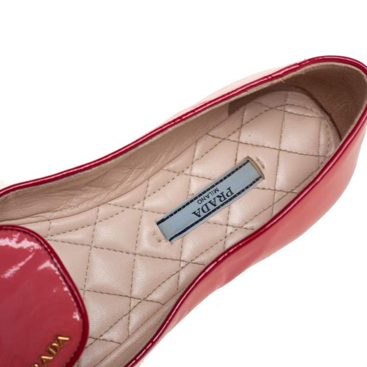 Pre Owned Prada Pink Patent Leather Smoking Slippers Size 36.5