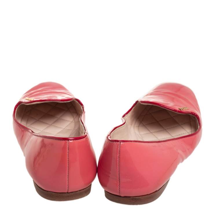 Pre Owned Prada Pink Patent Leather Smoking Slippers Size 36.5