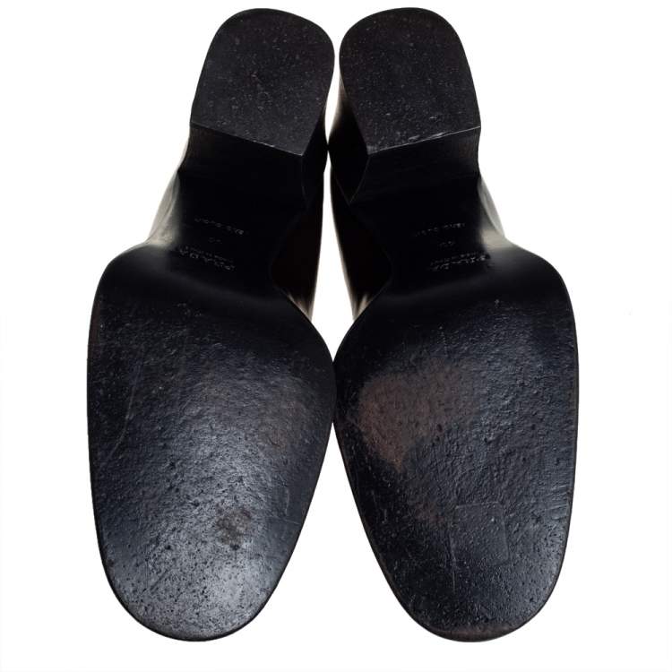 Pre Owned Prada Brown  Patent Leather Loafer Pumps Size 40