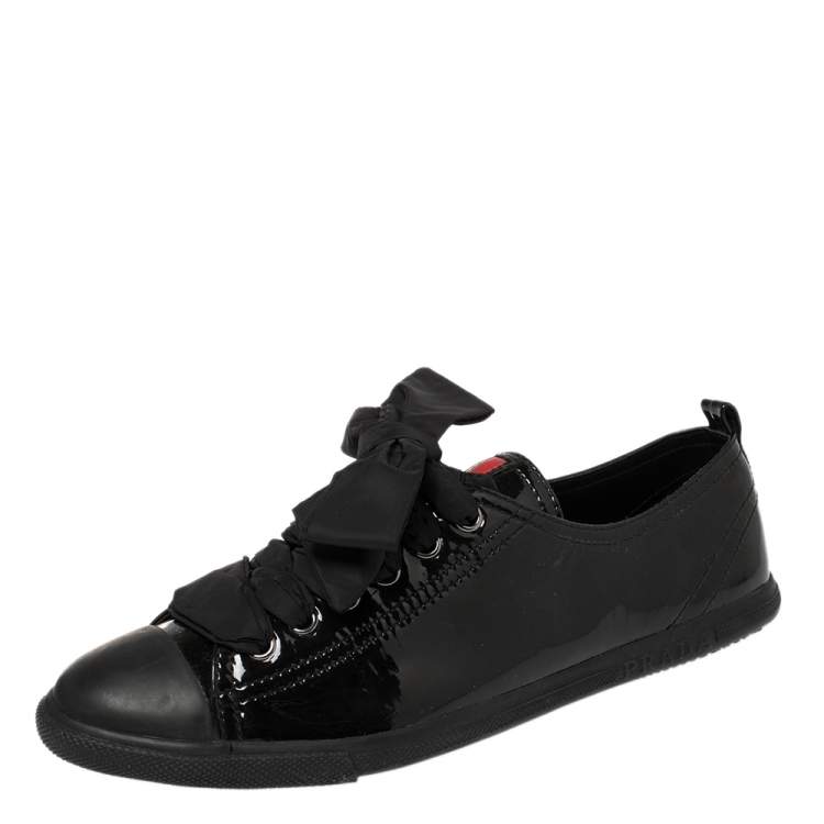 Prada Sports Black Patent Leather Trainer Sneakers Size 37.5 Prada | The  Luxury Closet