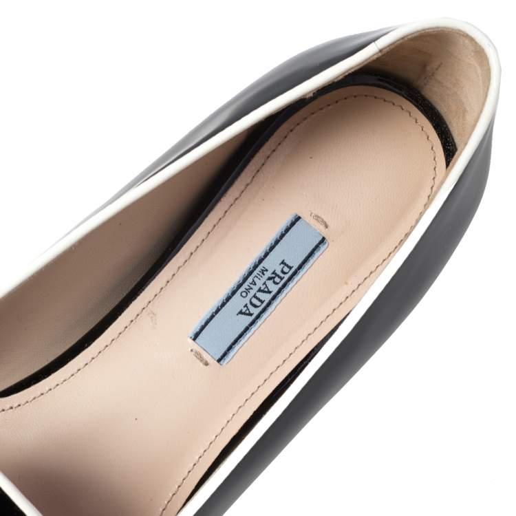 Pre Owned Prada Black Patent Leather Slip On Smoking Slipper Size 41