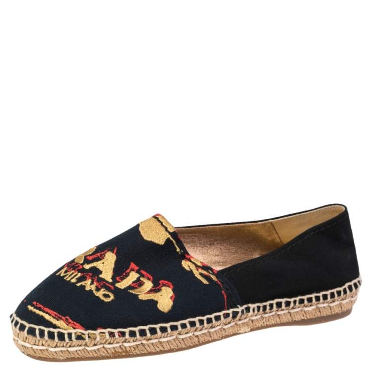 prada embroidered espadrille