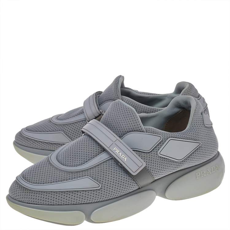 Pre Owned Prada Grey Mesh Cloudbust Low Top Sneakers Size 39.5