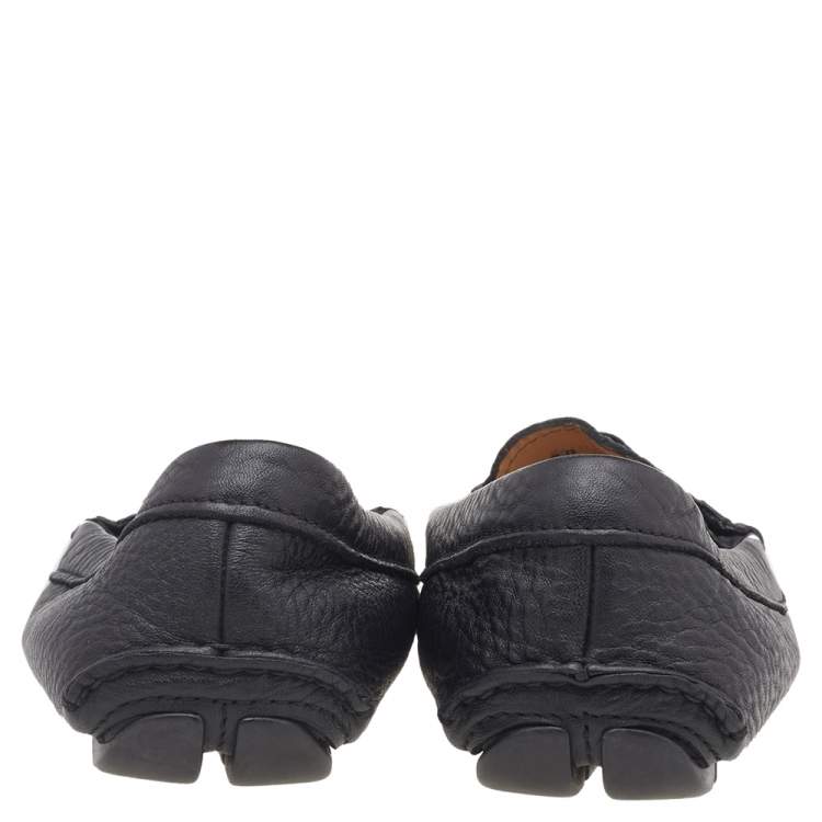 Pre Owned Prada Black Leather Slip On Loafers Size 37.5