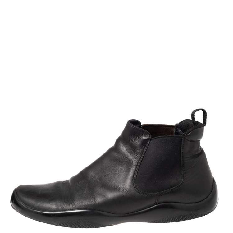 Prada Black Leather Ankle Boots Size 39.5 Prada | TLC
