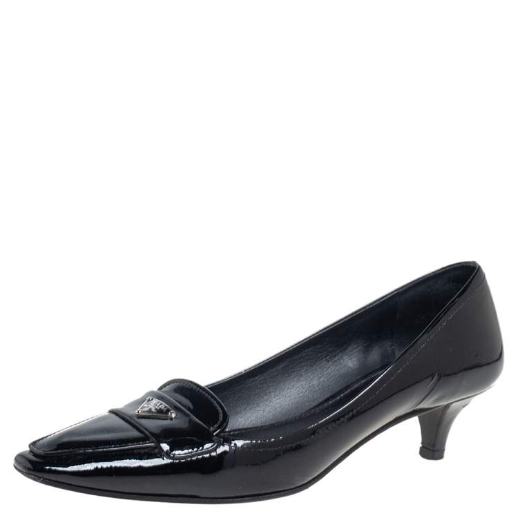 prada block heel loafer pump