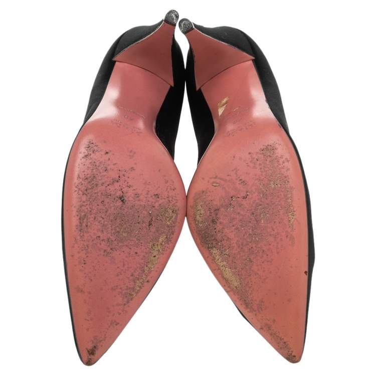 Pre Owned Prada Black Satin  Pointed Toe Pumps Size 40