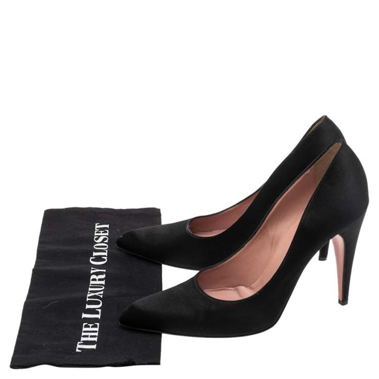 Pre Owned Prada Black Satin  Pointed Toe Pumps Size 40