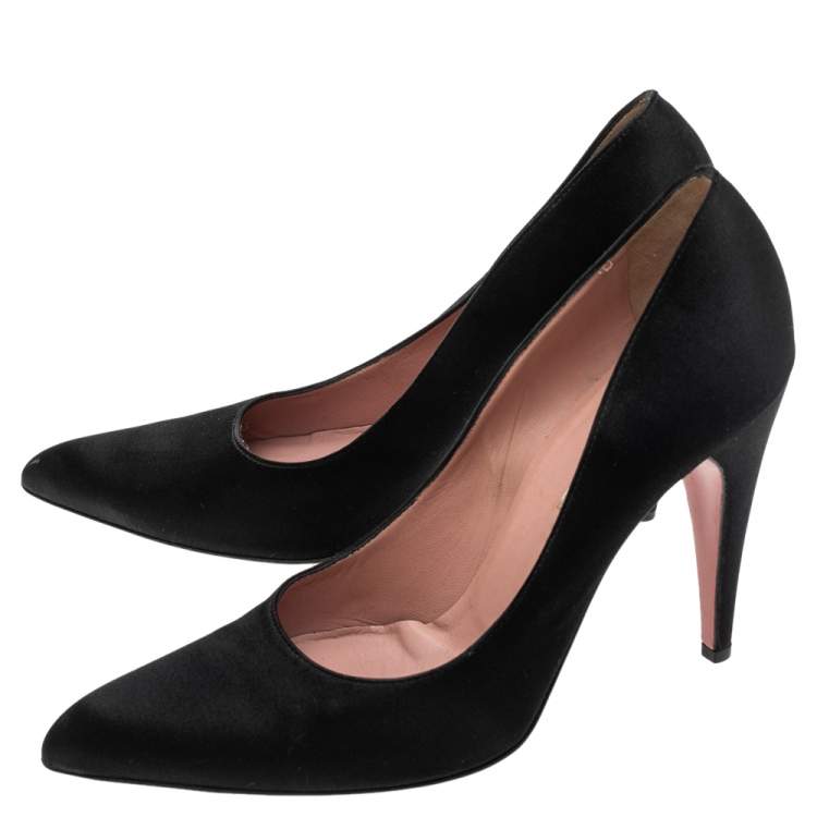Pre Owned Prada Black Satin  Pointed Toe Pumps Size 40