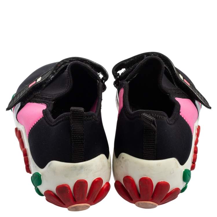 Pre Owned Prada Pink/Black Fabric Velcro Low Top Sneakers Size 37