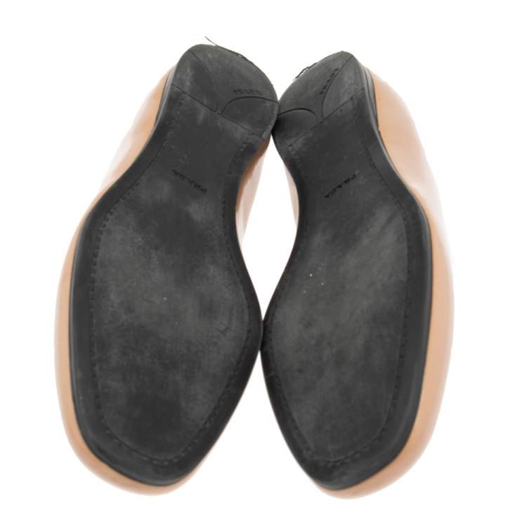 Pre Owned Prada Beige Patent Leather Ballet Flats Size 36
