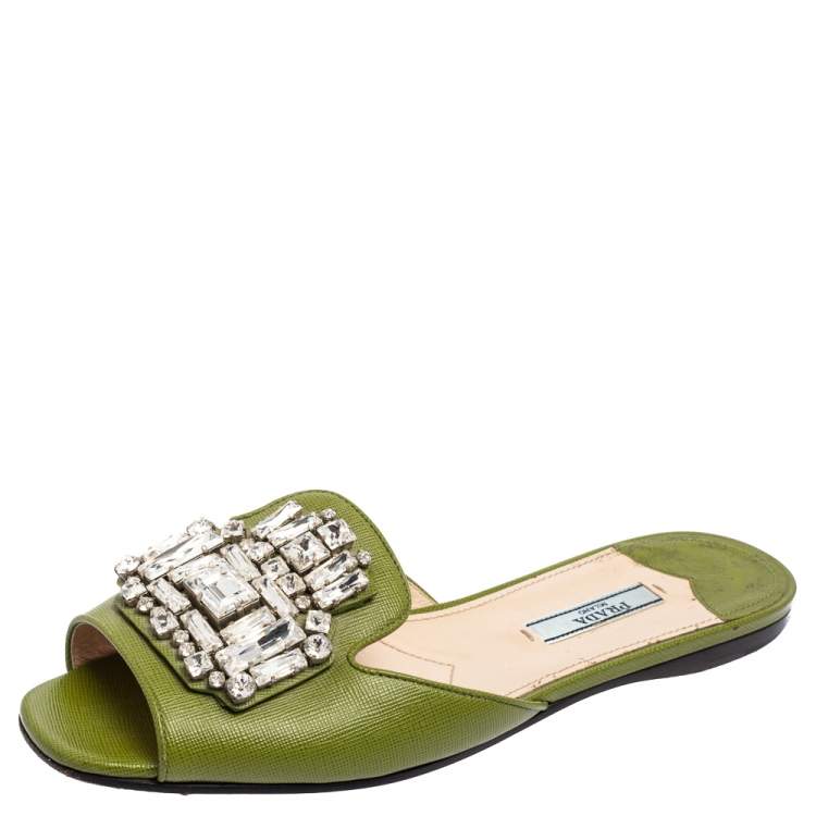 green patent leather pradas