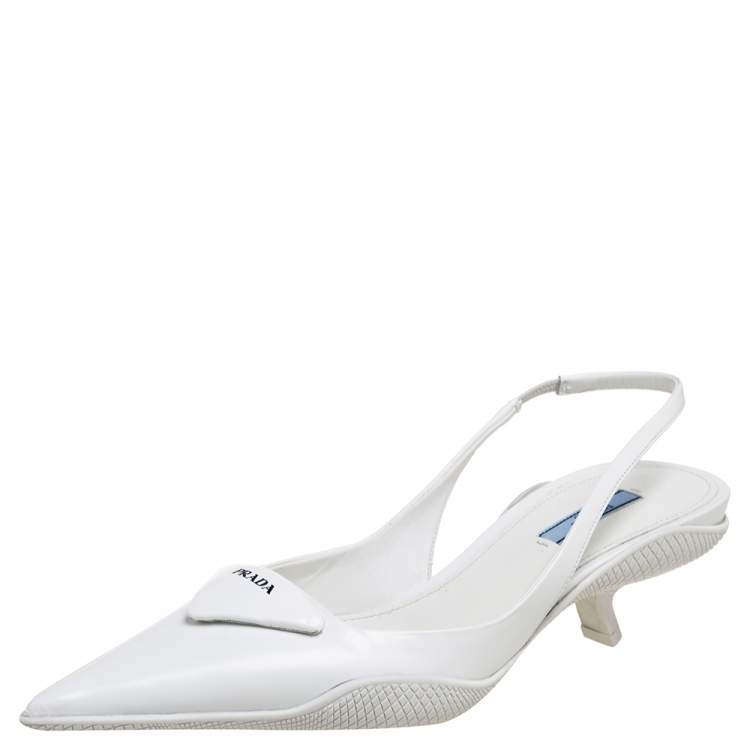 Prada White Patent Leather Slingback Sandals Size 39 Prada | The