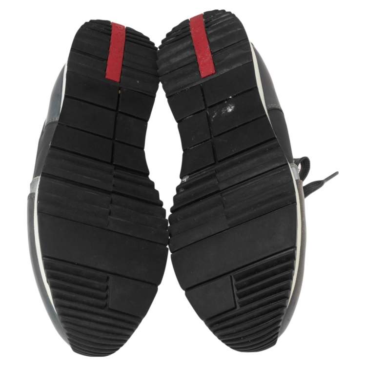 Pre Owned Prada Grey Nylon And Leather Low Top Sneakers Size 37.5