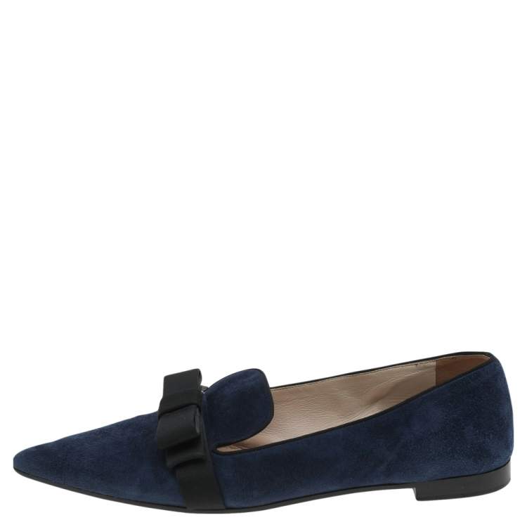 prada blue suede loafers