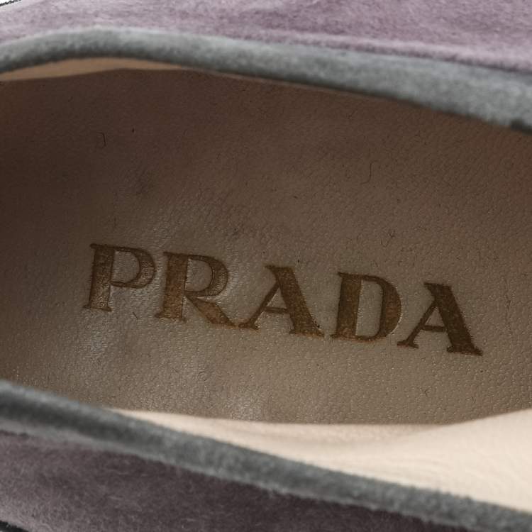 Pre Owned Prada Tricolor Suede Lace Up Ankle Booties Size 38.5 
