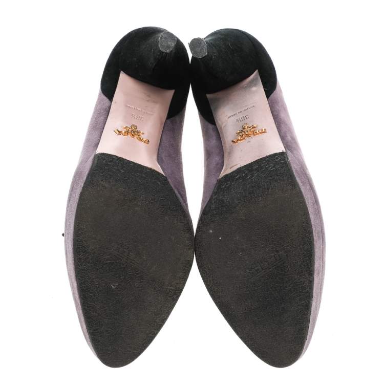 Pre Owned Prada Tricolor Suede Lace Up Ankle Booties Size 38.5 