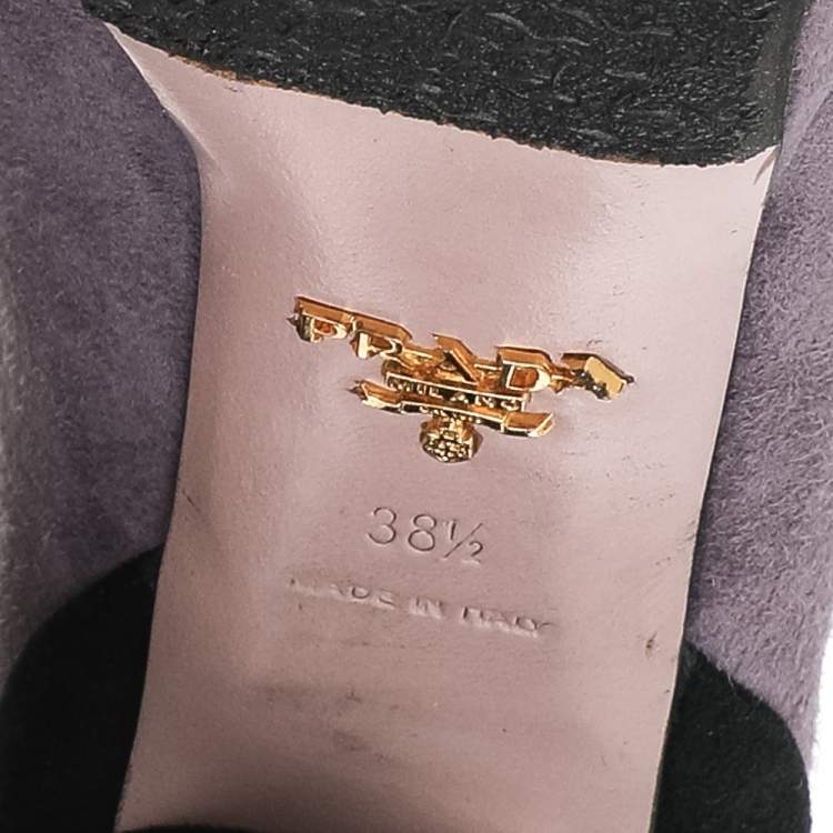 Pre Owned Prada Tricolor Suede Lace Up Ankle Booties Size 38.5 