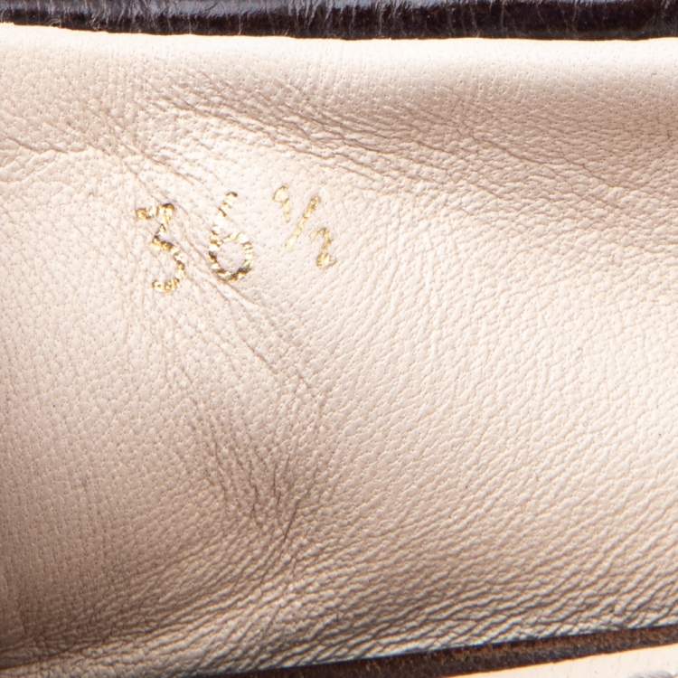 Pre Owned Prada Brown/Black Leather Scrunch Ballet Flats Size 36.5