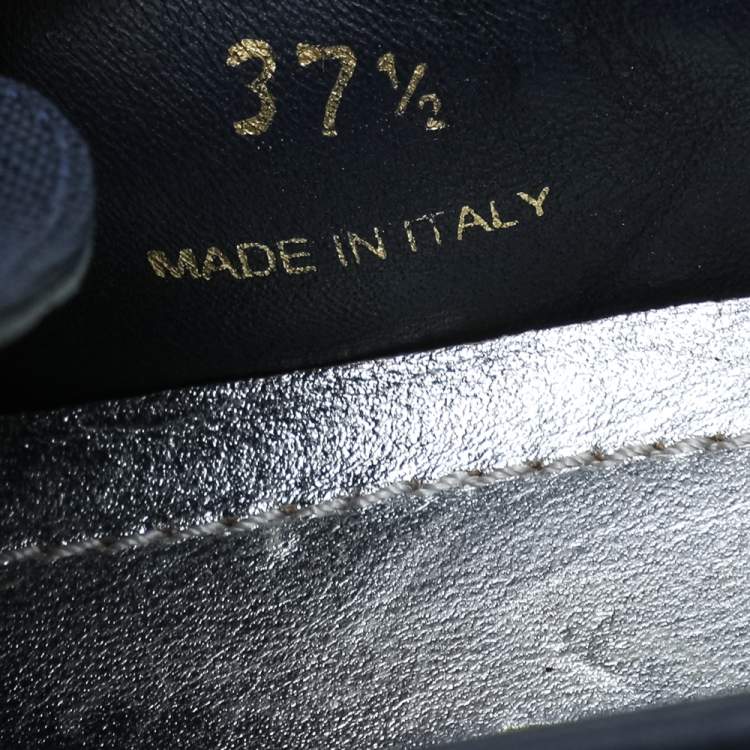 Pre Owned Prada Navy Blue Canvas Crystal Embellished Slip On Sneakers Size 37.5