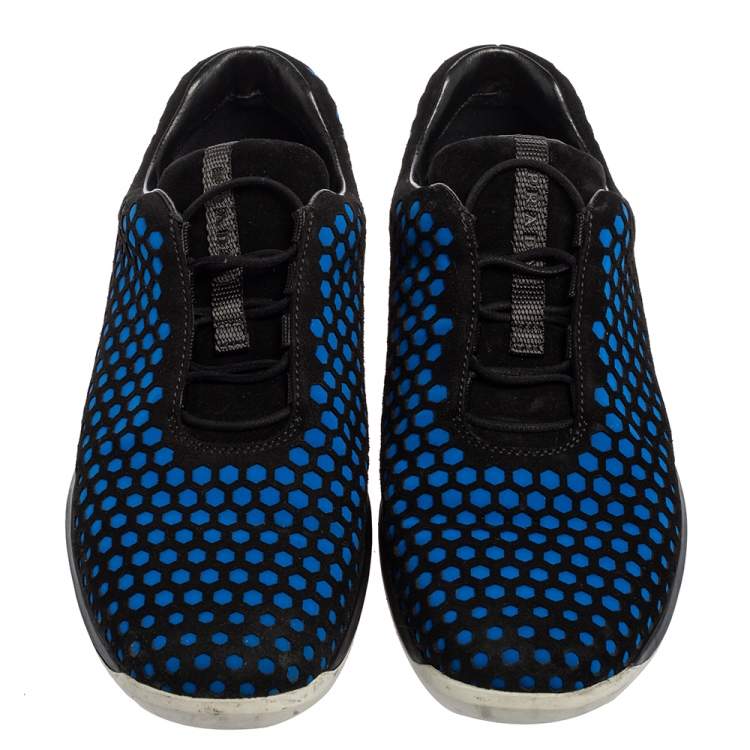 Pre Owned Prada Black/Blue Suede Lace Up Sneakers Size 39.5