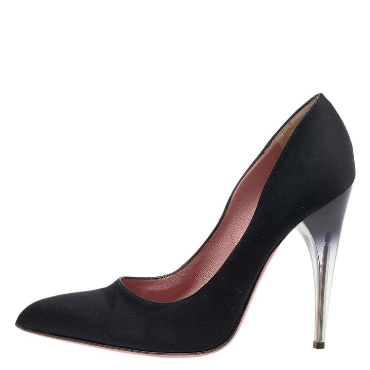 Pre Owned Prada Black Satin Pointed Toe Pumps Size 39.5