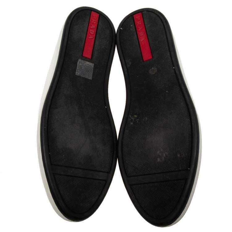 Pre Owned Prada Cream Patent Leather Slip on Sneakers Size 38