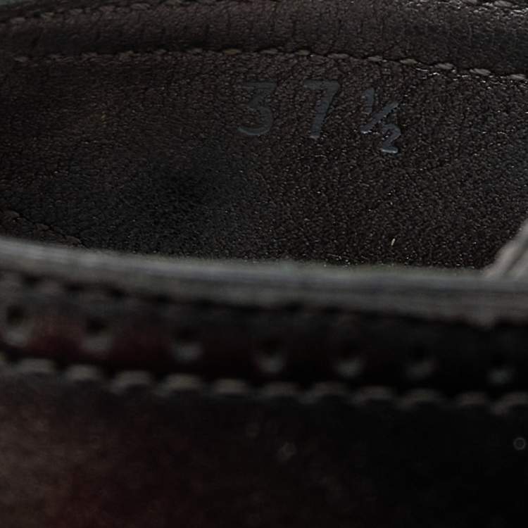 Pre Owned Prada Metallic Dark Grey Leather Studded T-Strap Platform Sandals Size 37.5