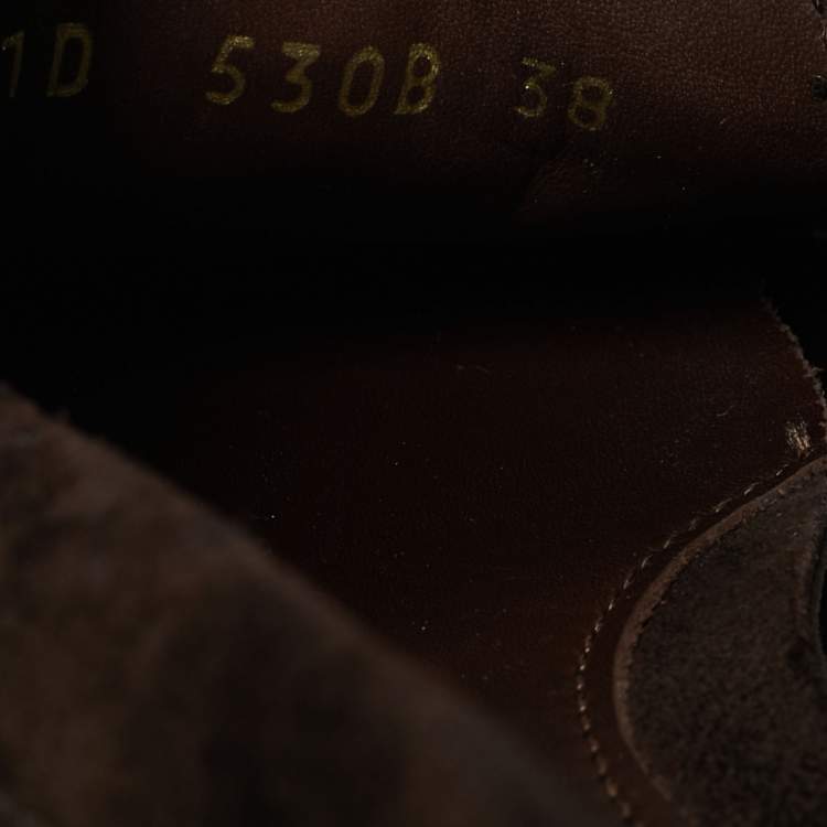 Pre Owned Prada Dark Brown Suede Bow Loafers Size 38