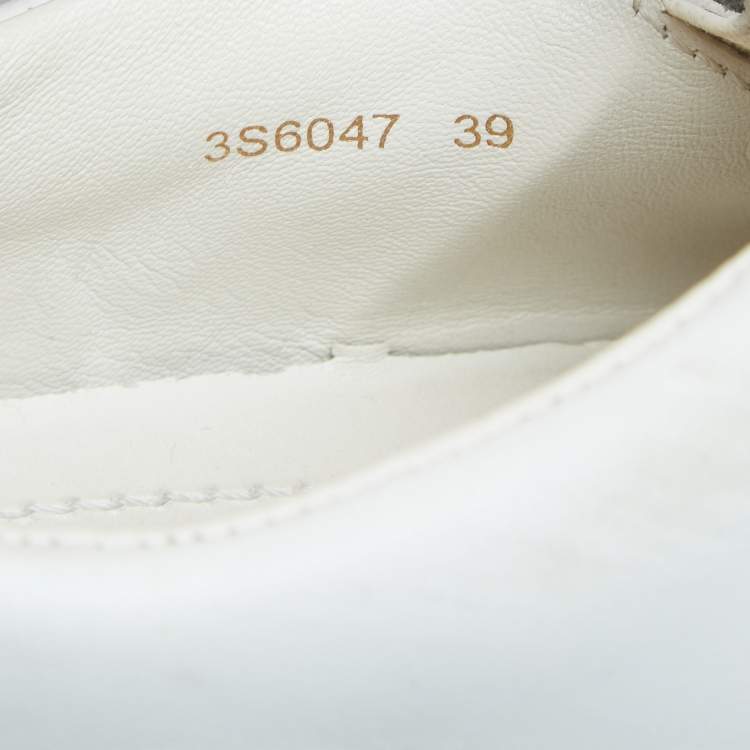 Pre Owned Prada White/Silver Leather Slip-On Sneakers Size 39
